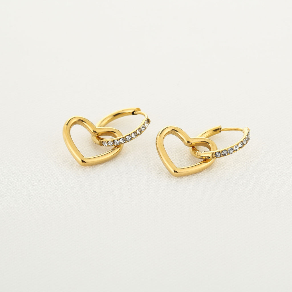 Oorbellen hanger met hartje goud