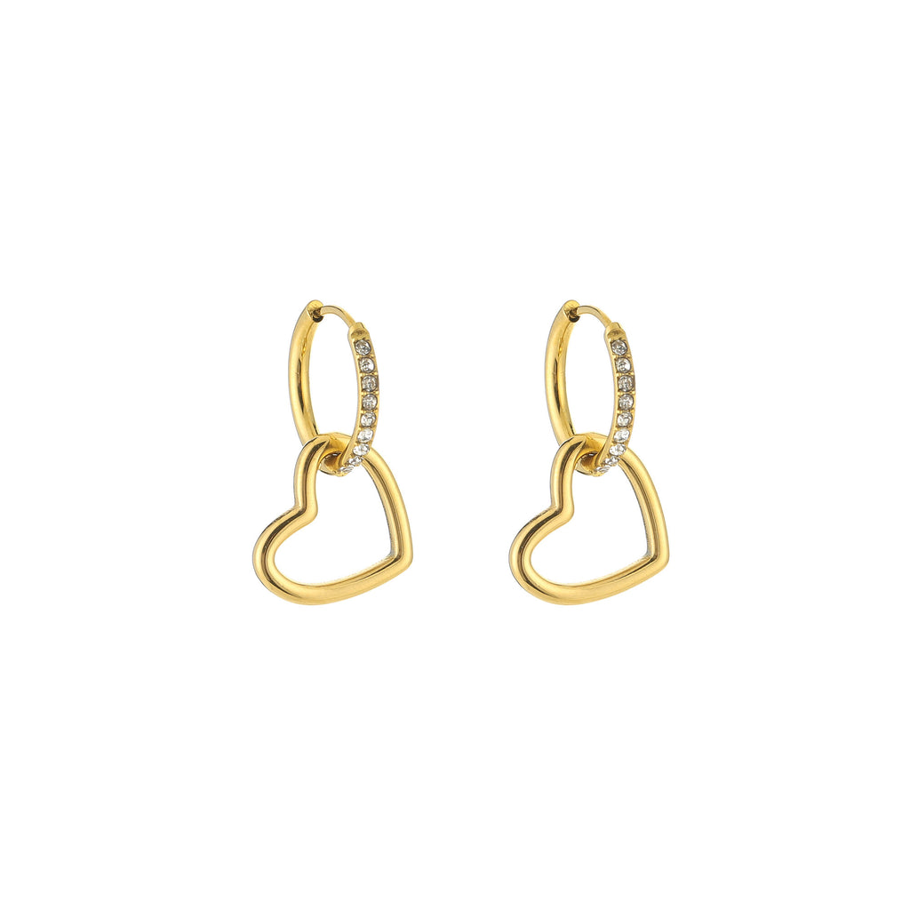 Oorbellen hanger met hartje goud