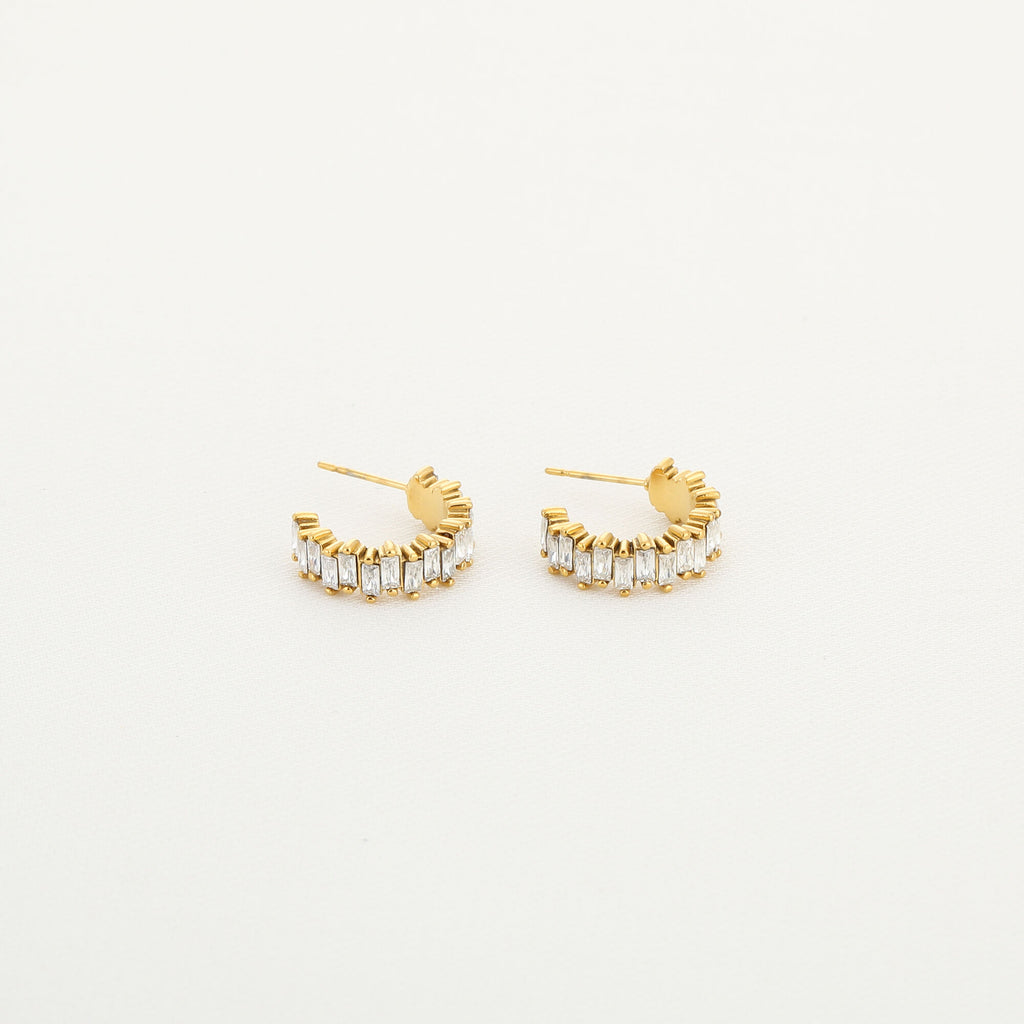 Oorbellen zirkonia ring goud