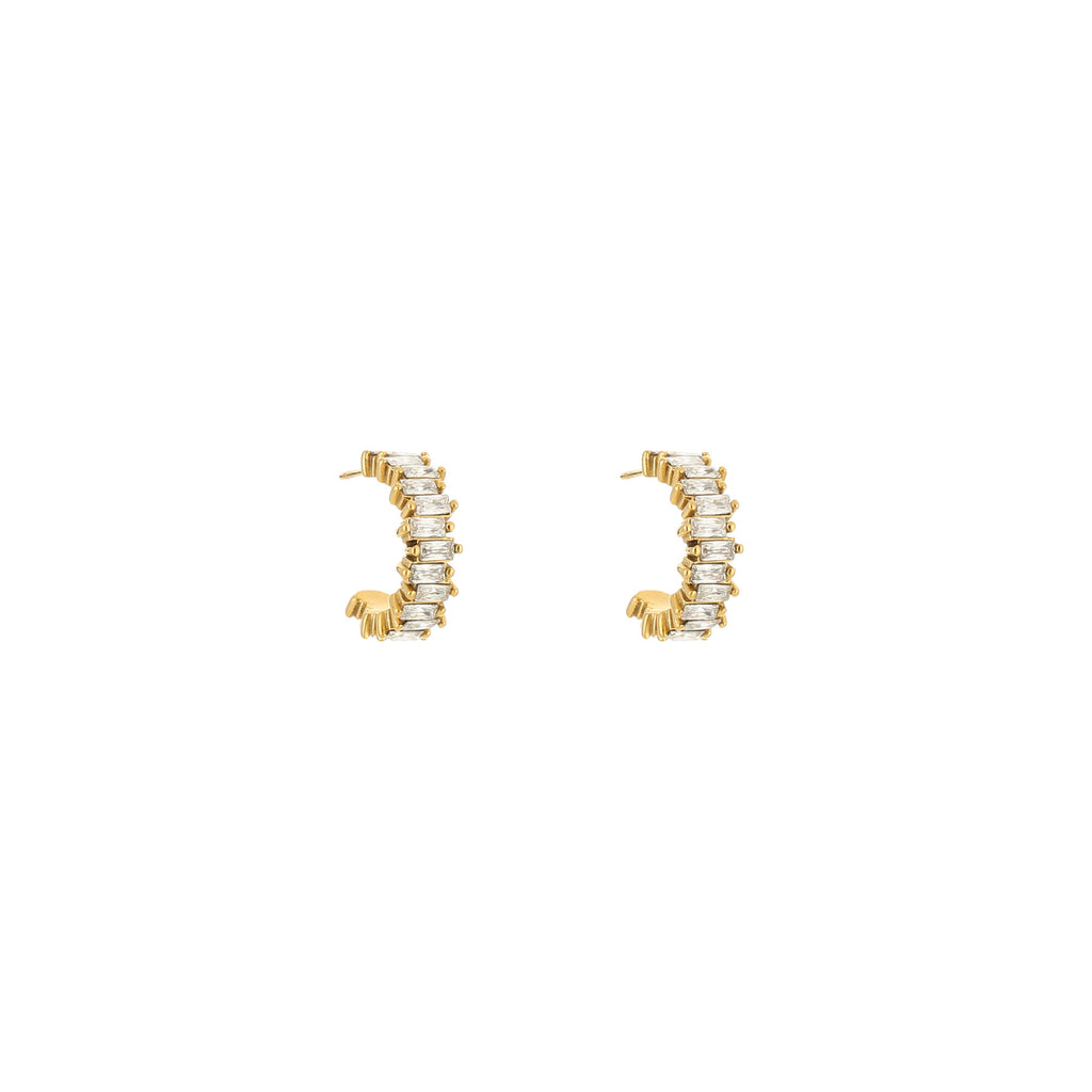Oorbellen zirkonia ring goud