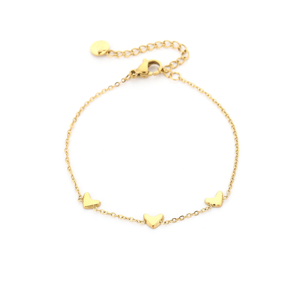 Armband met hartjes goud