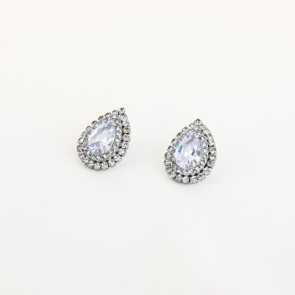 Oorbellen Druppelvormig strass zilver