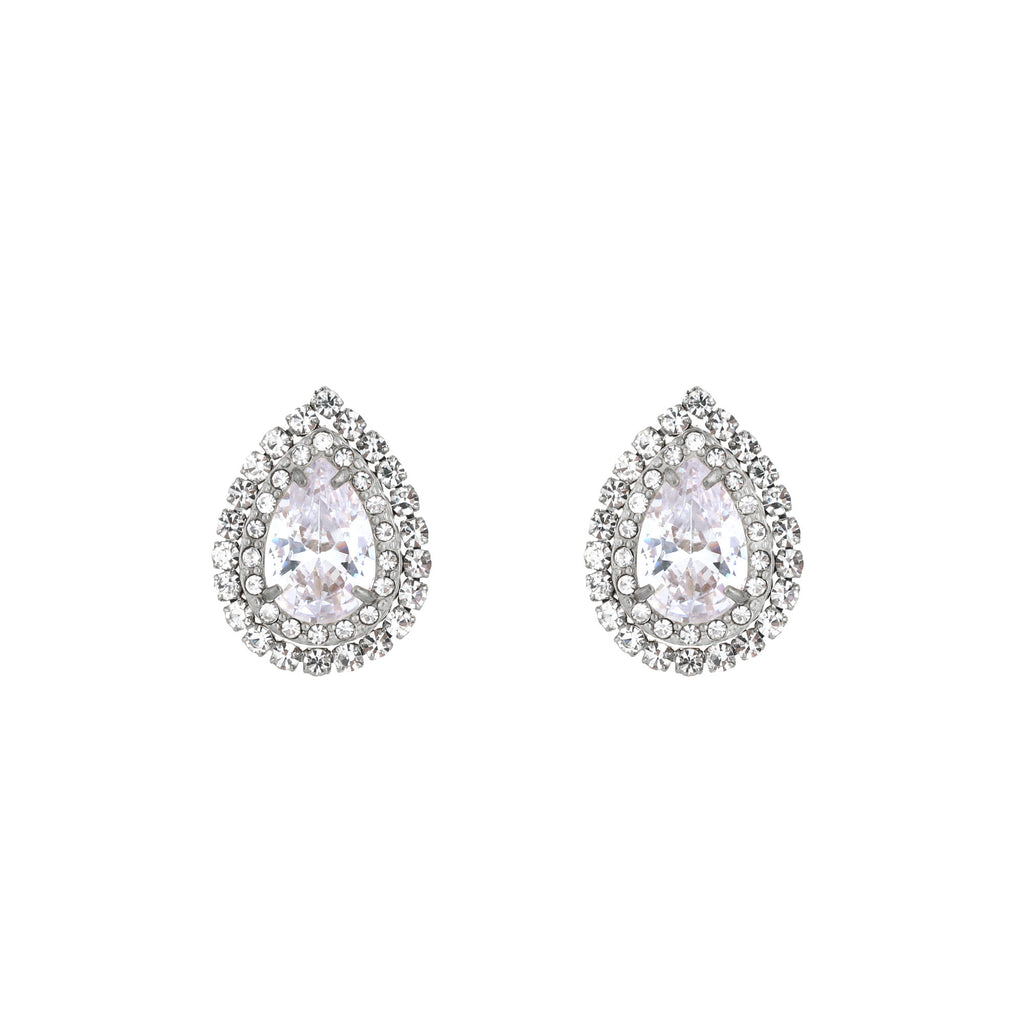 Oorbellen Druppelvormig strass zilver