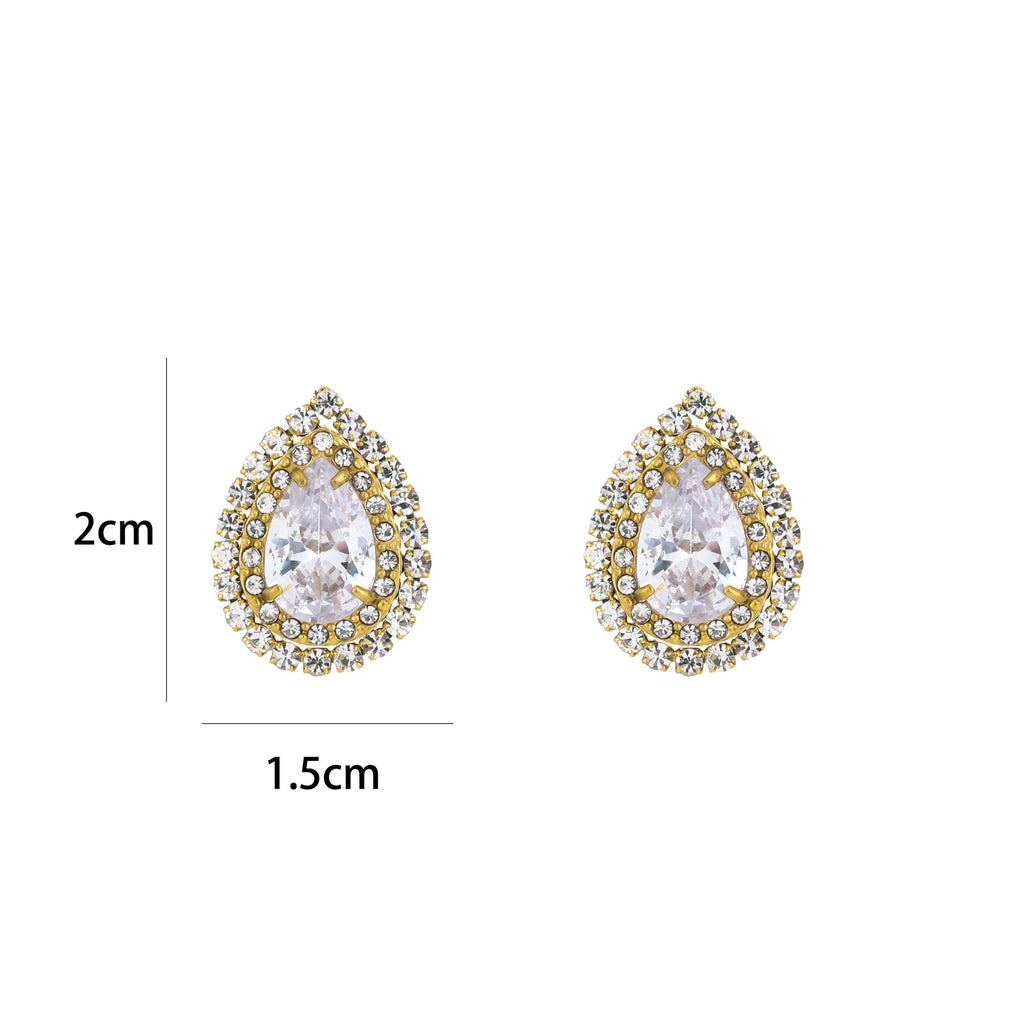 Oorbellen Druppelvormig strass goud