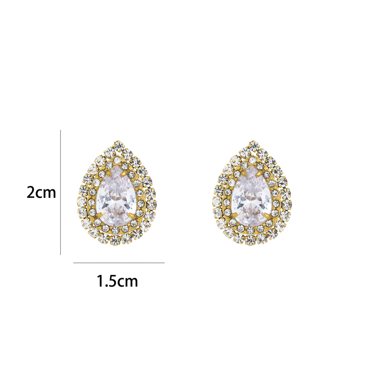 Oorbellen Druppelvormig strass goud