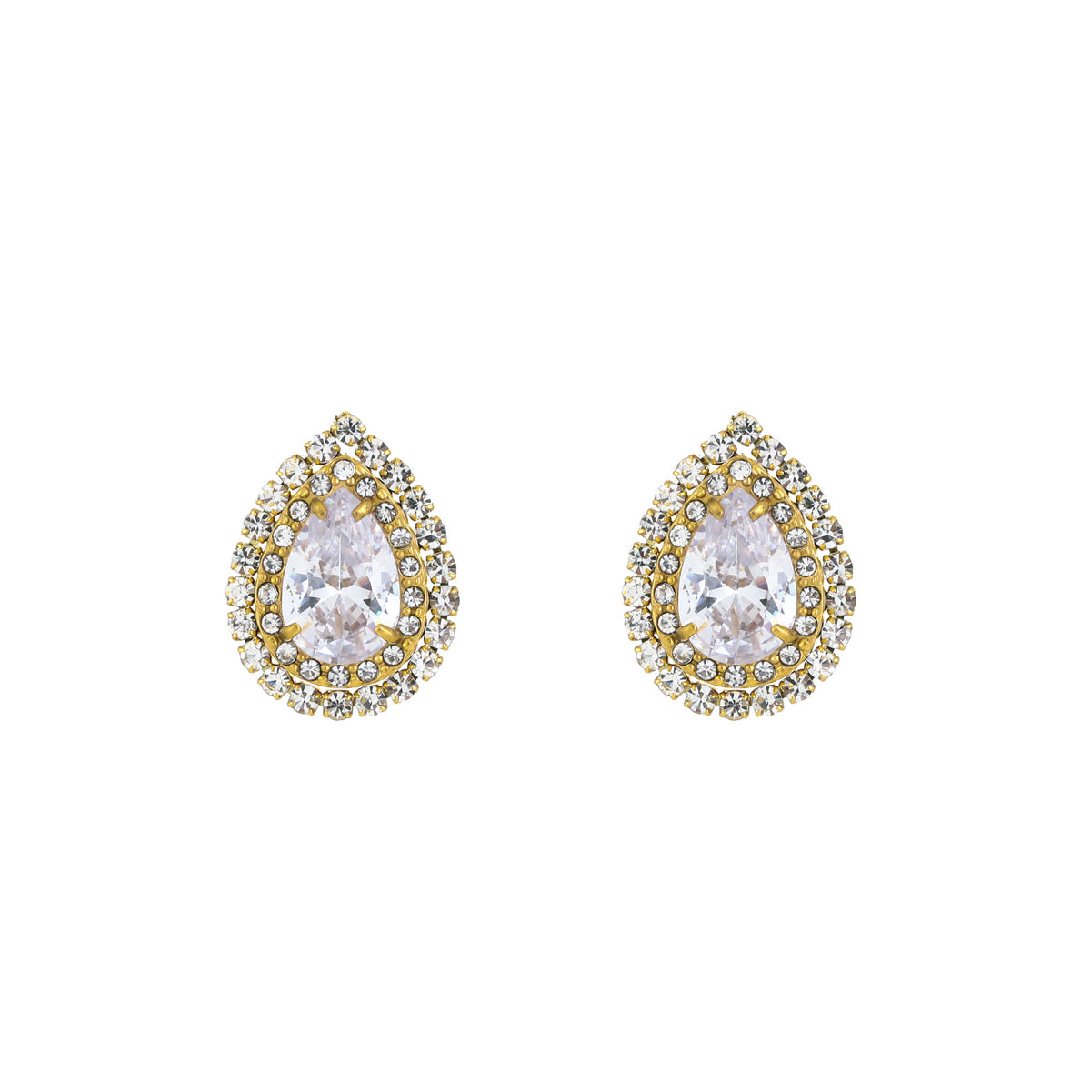 Oorbellen Druppelvormig strass goud