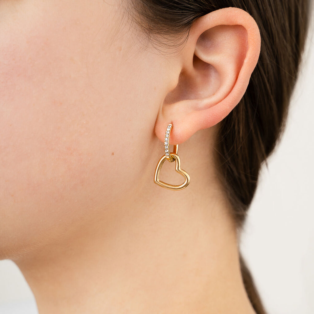 Oorbellen hanger met hartje goud